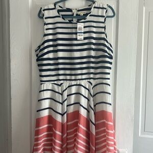 Maison Jules Blue and White Sleeveless Sundress